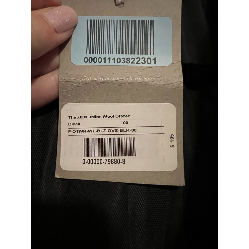 NWT Everlane Women's The ’80s Italian Wool Blazer Jacket Minimalist Black SZ 00 - Picture 9 of 11